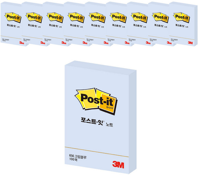 포스트잇 노트 656 51 x 76 mm, 크림블루, 100매, 10개