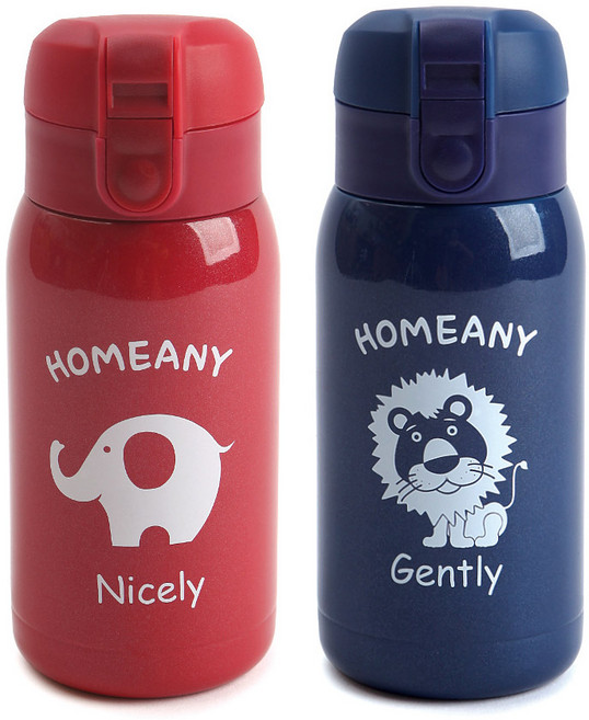 홈애니 원터치 보온보냉병 2p 세트, 레드 + 네이비, 300ml, 1세트