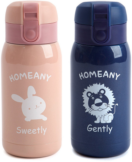 홈애니 원터치 보온보냉병 2p 세트, 핑크 + 네이비, 300ml, 1세트