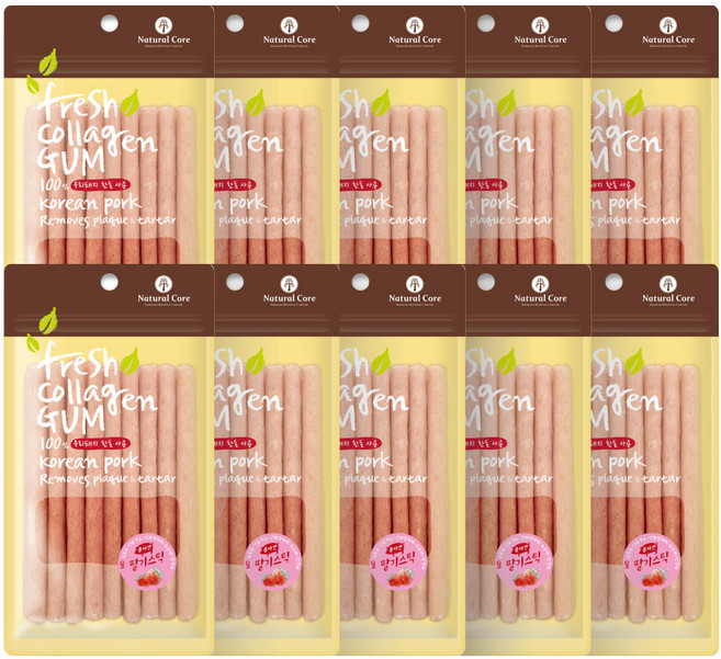 네츄럴코어 프레쉬 콜라겐스틱껌 강아지간식 10p, 딸기 맛, 50g, 10개