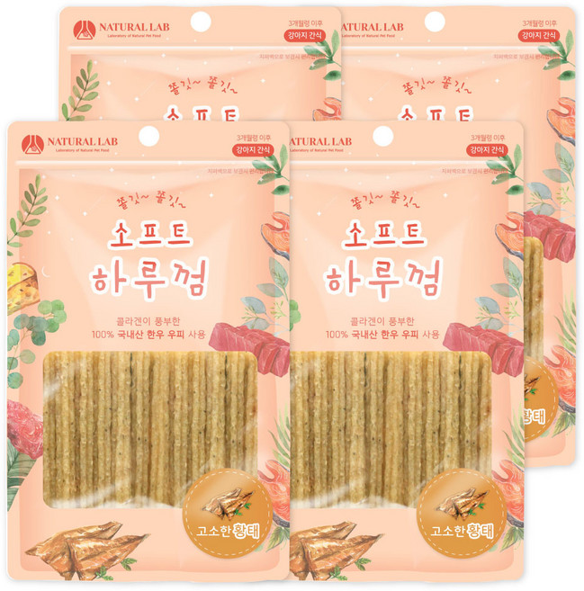 네츄럴랩 강아지 소프트 하루껌 간식, 황태 맛, 85g, 4개