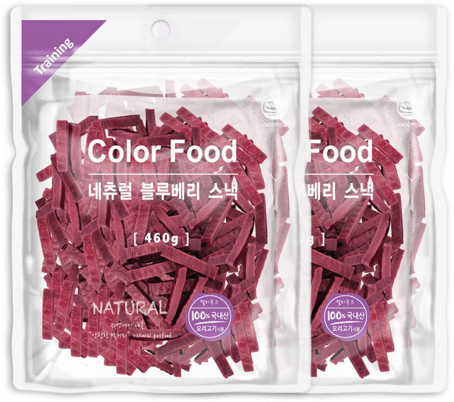 컬러푸드 강아지 네츄럴 스낵, 블루베리, 460g, 2개