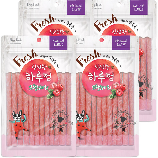 내츄럴랩 신선한 하루껌 강아지간식 12p, 크랜베리  맛, 4개