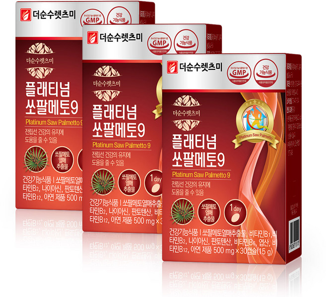 더순수렛츠미 플래티넘 쏘팔메토9, 30정, 3개