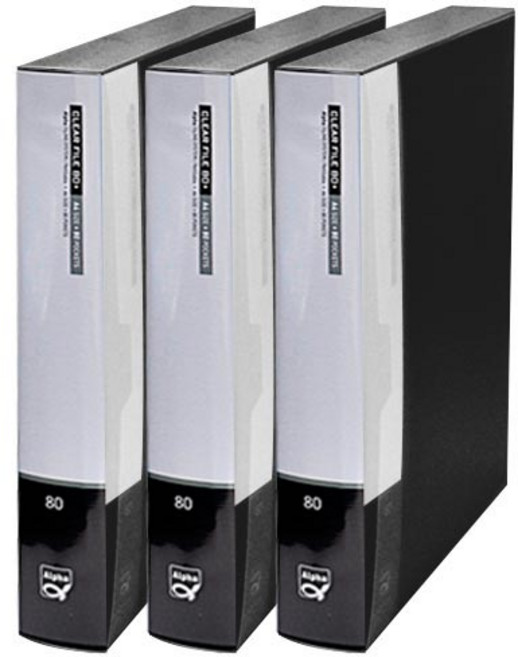 알파 칼라클리어화일 인덱스 A4 80매, 흑색, 3개