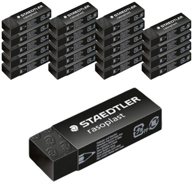 스테들러 라소플라스트 블랙 지우개 526 B20-9, 혼합 색상, 20개입