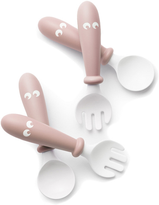 베이비뵨 베이비 스푼 포크세트, 파우더 핑크, 2세트