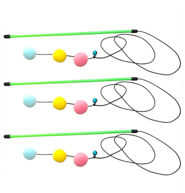 힐링타임 고양이 장난감 띵겨띵겨 폼폼볼 줄낚시대 NH-0117, 랜덤 발송, 3개