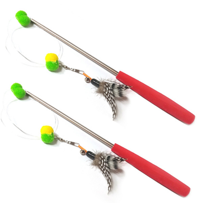 힐링타임 점프 3단 고양이 줄낚시대 인조밍크 벌레 NH-0177, 랜덤 발송, 2개