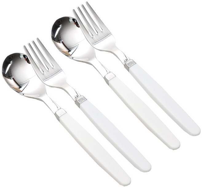 라온누리 아동용 픽미 컬러 베이직 수저세트, 화이트, 숟가락(2p) + 포크(2p), 2세트