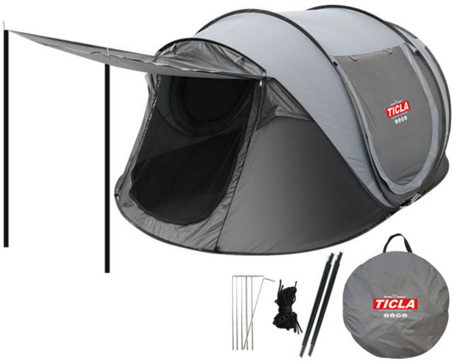 빈슨메시프 티클라 원터치텐트 오페라스위트 + 폴대2p, 그레이, 5인용