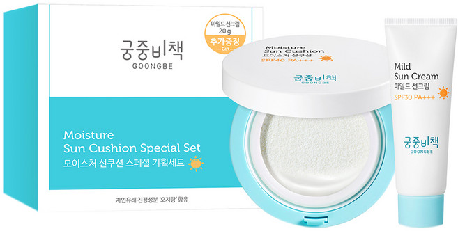 궁중비책 모이스처 선쿠션 SPF40 PA+++ 12g + 마일드 선크림 SPF30 PA+++ 20g, 1세트