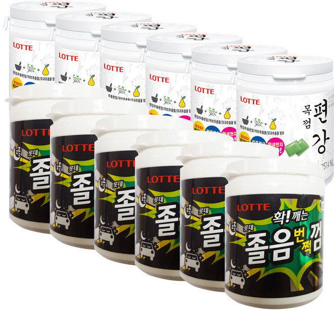 롯데제과 졸음번쩍 껌 용기 87g x 6p + 편강목껌 용기 87g x 6p, 1세트