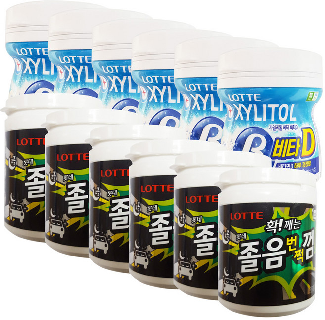 롯데제과 졸음번쩍 껌 용기 87g x 6p + XYLITOL 베타 비타D 용기 86g x 6p, 1세트