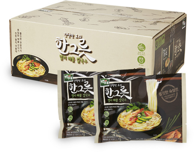 백제 간단한 요리 한그릇 멸치 해물 칼국수, 167g, 20개입