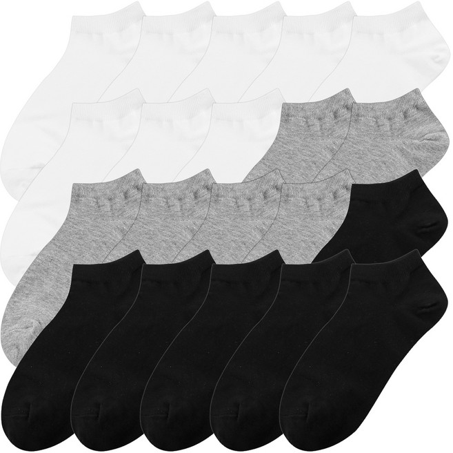 이지레그 남성용 무지스니커즈 양말 화이트 8켤레 + 블랙 6켤레 + 그레이 6켤레