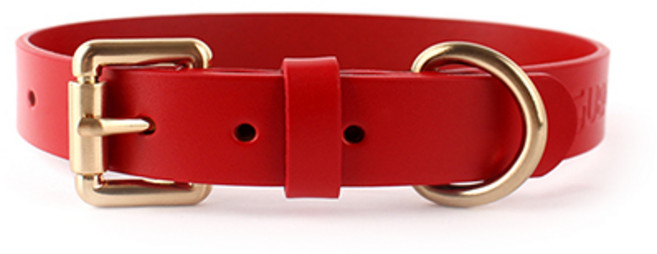 구바스 오리지널 통가죽 강아지목줄, 레드, 1개