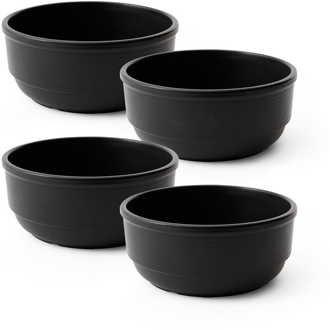 ZEN 스태킹 스트라이프 블랙 뚝배기, 4개, 16.8cm