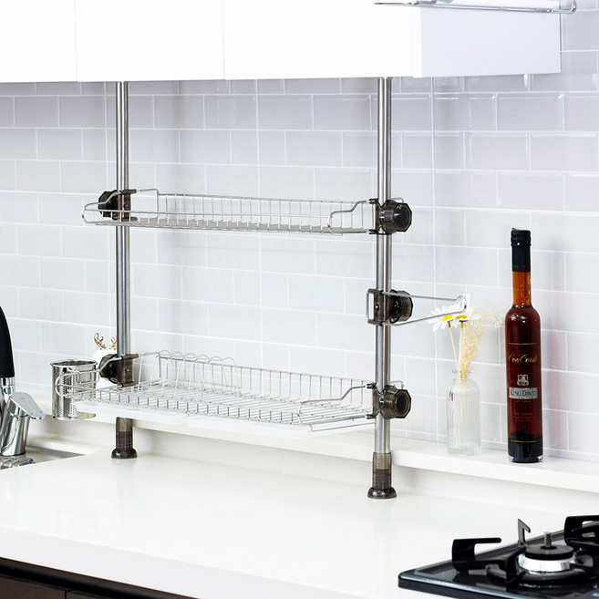 리딜 스마트 기둥식 씽크선반 600 2단 반투명쟁반