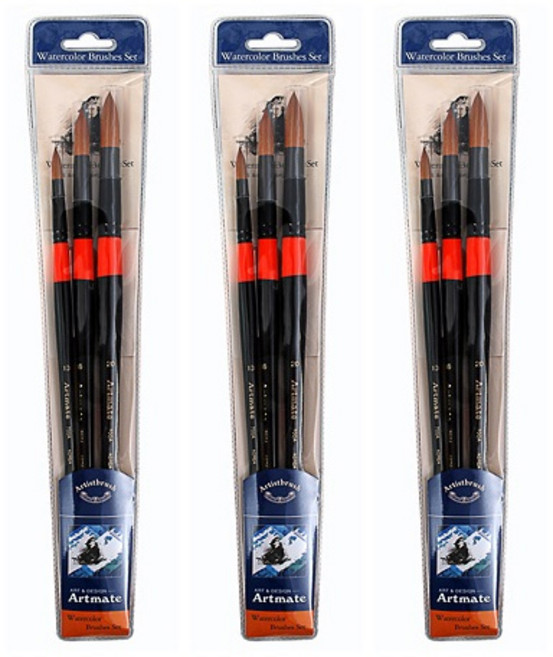 아트메이트 수채화붓 세미 700A 3본조세트, 10호, 16호, 20호, 3세트