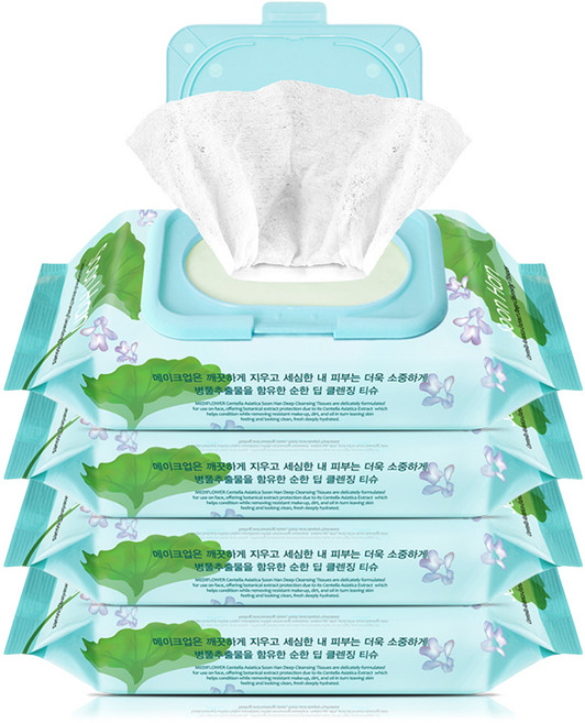 메디플라워 센텔라 순한 딥 클렌징 티슈, 100매입, 4개
