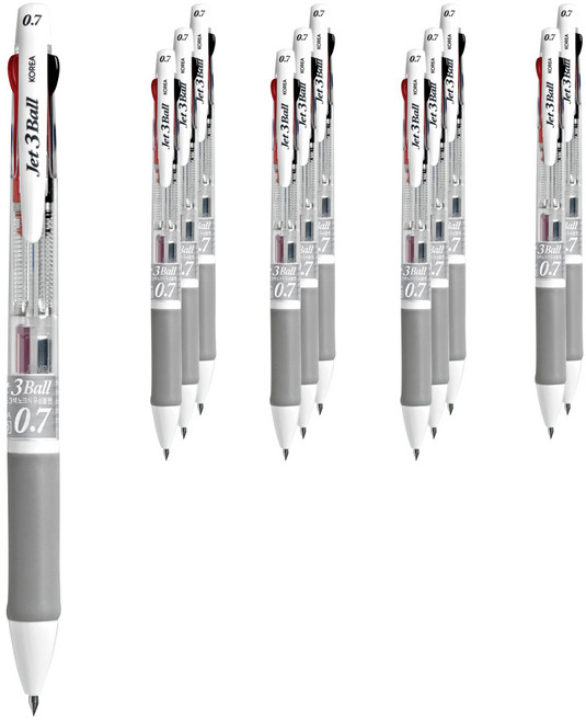 자바펜 제트3볼 볼펜 0.7mm, 화이트, 12개입