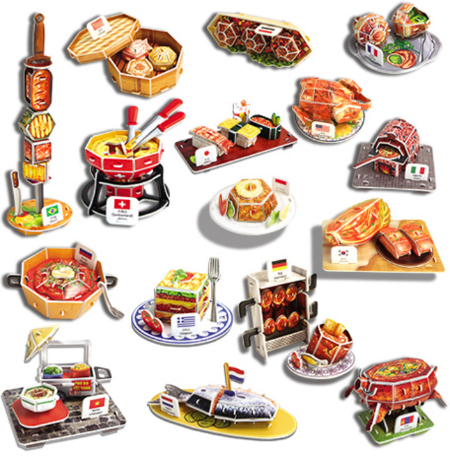 스콜라스 뜯어만드는세상 세계문화여행 세계의 전통음식 입체퍼즐, 267피스, 혼합색상, 1세트