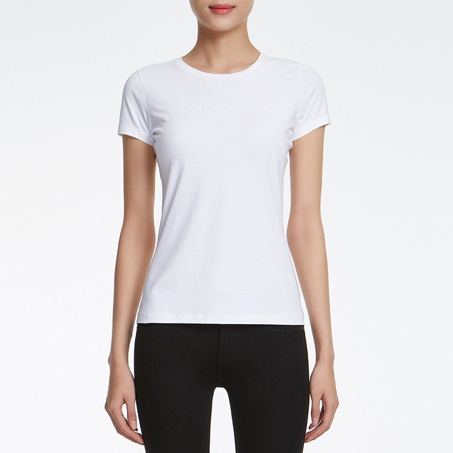 캘빈클라인 진 여성용 로고 스트레이트핏 반팔 티셔츠