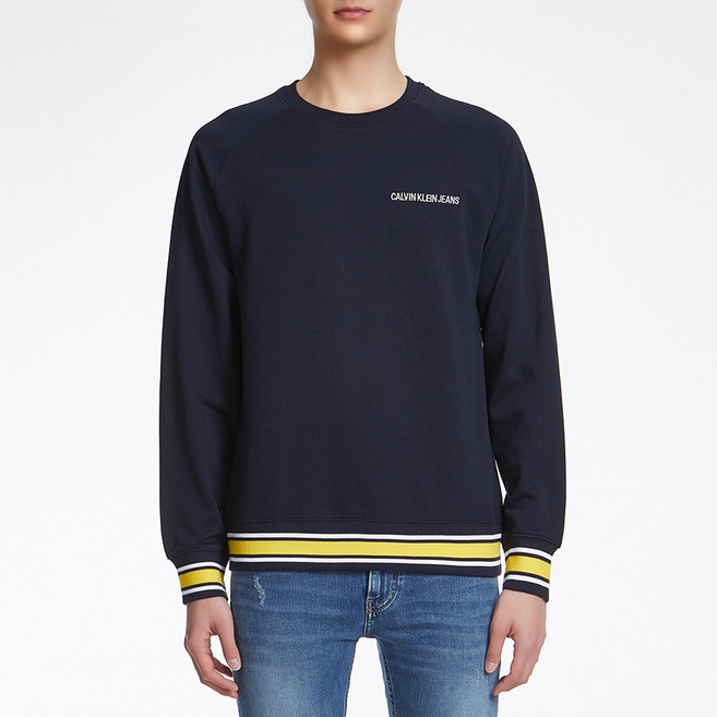캘빈클라인 진 남성용 배색 팁 풀오버 스웻 맨투맨 J312268402
