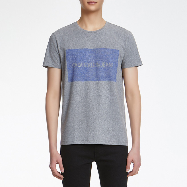 캘빈클라인 진 남성용 빈티지 박스 로고 슬림핏 반팔 티셔츠