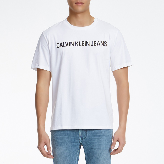 캘빈클라인 진 남성용 로고 레귤러핏 반팔 티셔츠