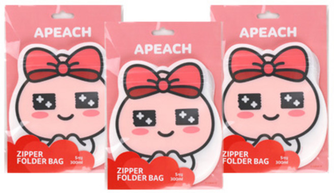 KAKAO FRIENDS 角色印花收納夾鏈袋 Apeach款 5入組, 3包