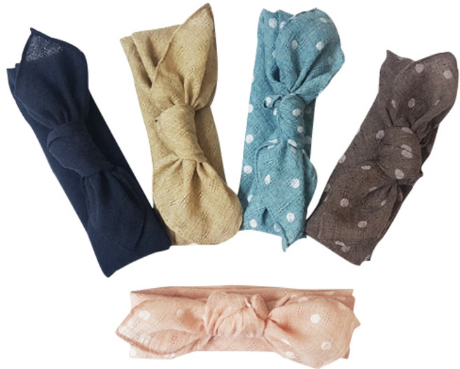 우주아이 아동용 무지 도트 쁘띠스카프 5p세트