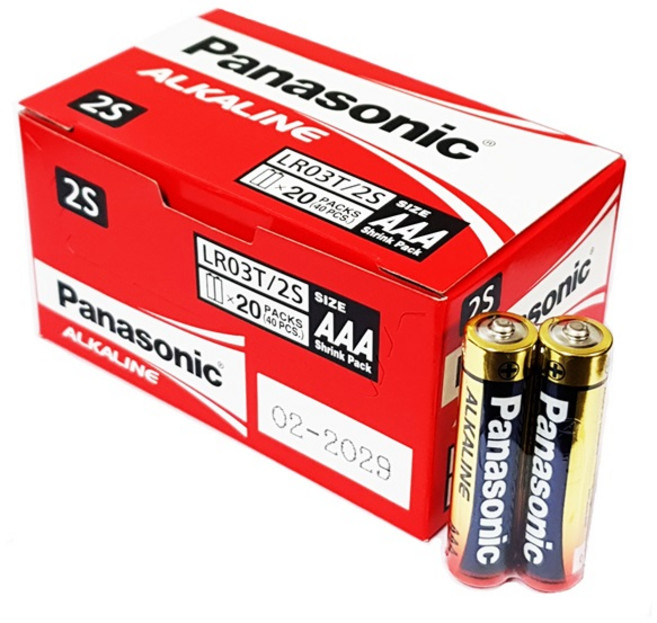 Panasonic 鹼性AAA電池, 2入, 20個