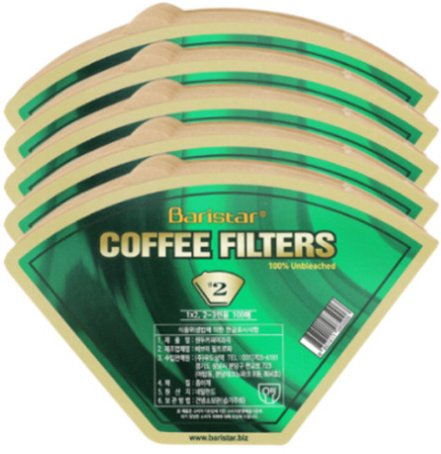 Baristar 커피여과지 2, 100개입, 5개