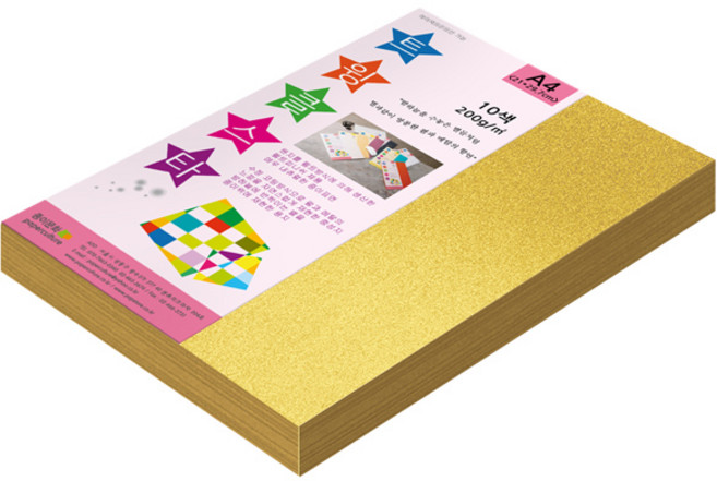 종이문화 두꺼운펄지 트윙클스타 200g A4 No.07 금색, 100매