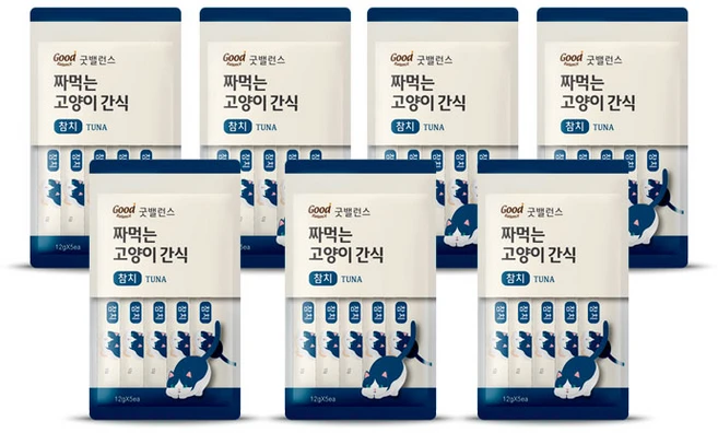 굿밸런스 짜먹는 고양이 간식, 참치, 60g, 7개 - 쿠팡