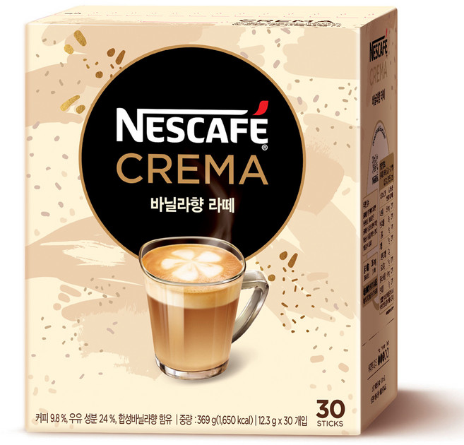 네스카페 크레마 바닐라향 라떼, 12.3g, 30개, 30개입