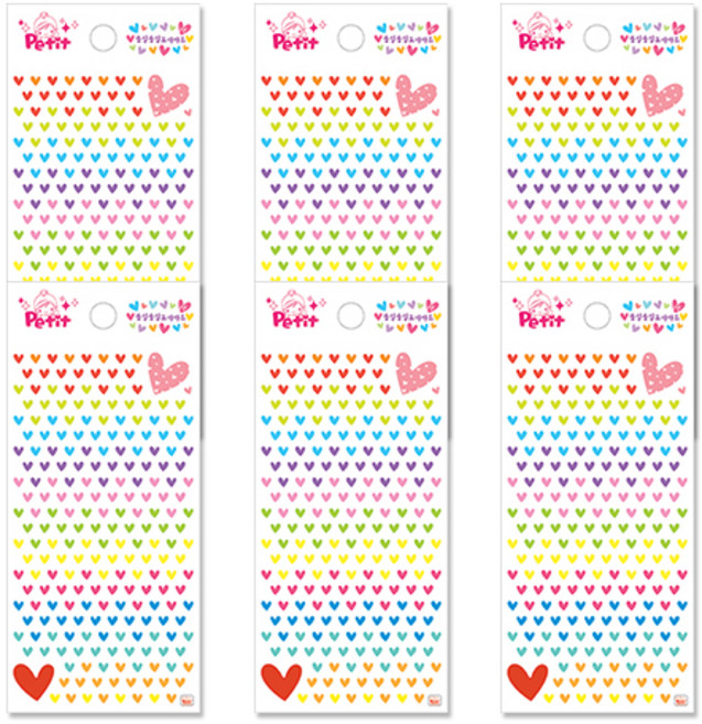 쁘띠팬시 블링블링 꼬마하트 스티커, 혼합 색상, 6개입