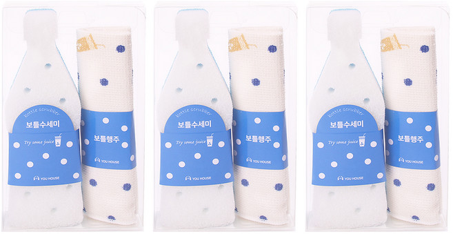 유하우스 보틀 행주 + 수세미, 3세트