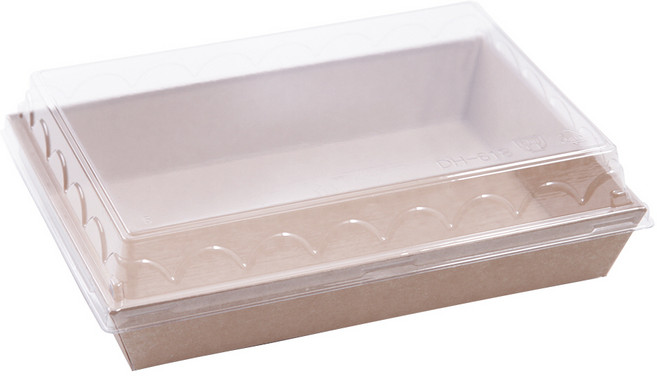 크라프트 종이 도시락 + 뚜껑 DHP-618-35 18.3 x 13.2 x 5.5 cm, 1세트, 15개