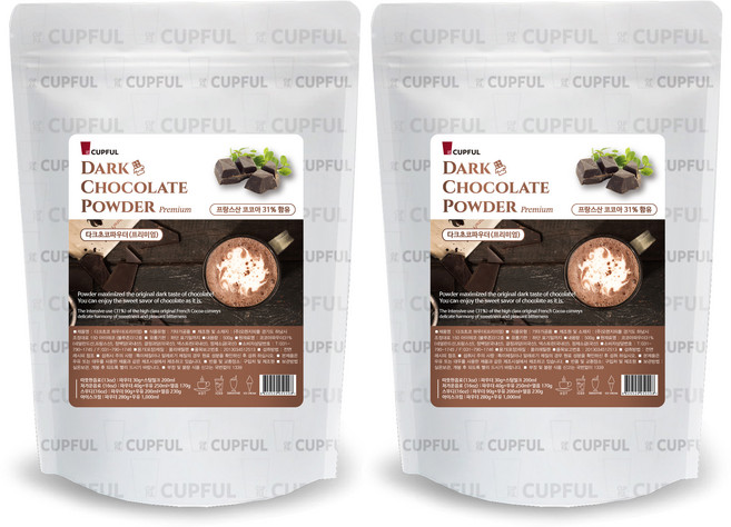 컵풀 다크초코 파우더, 500g, 2개, 1개입