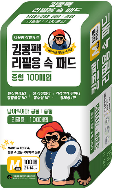 킹콩팩 리필용 속 패드, 중형, 100개입, 1개