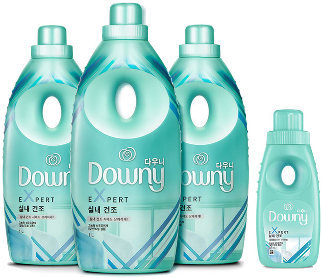 다우니 엑스퍼트 실내건조 섬유유연제 본품 1L x 3p + 200ml, 1세트