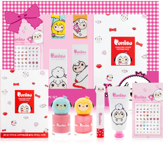 뿌띠슈 스페셜 6종 세트, 워터팡팡 네일 + 블링팡팡 네일 + 립크레용 + 수딩팩 + 핸드크림 + 워터프리 데칼, 1세트
