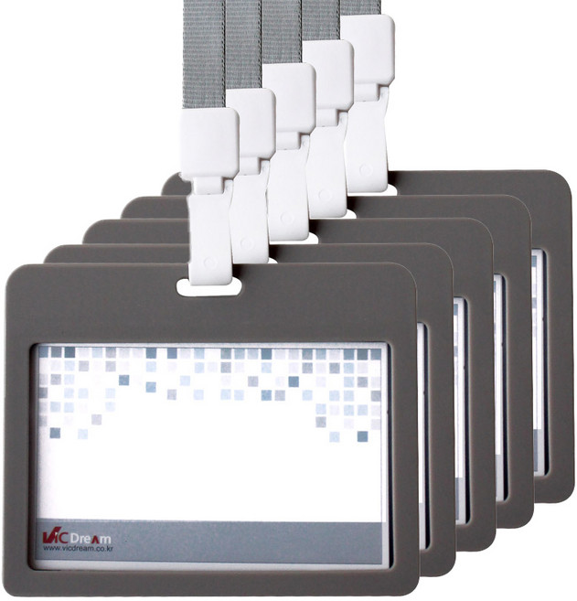 빅드림 스모키 ID 명찰 가로 끈추가 VIC-6623 5p, 그레이, 2세트