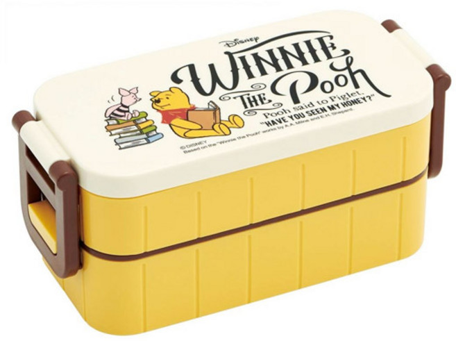 스케이터 푸우 리딩 2단사각 도시락통, 혼합 색상, 1개