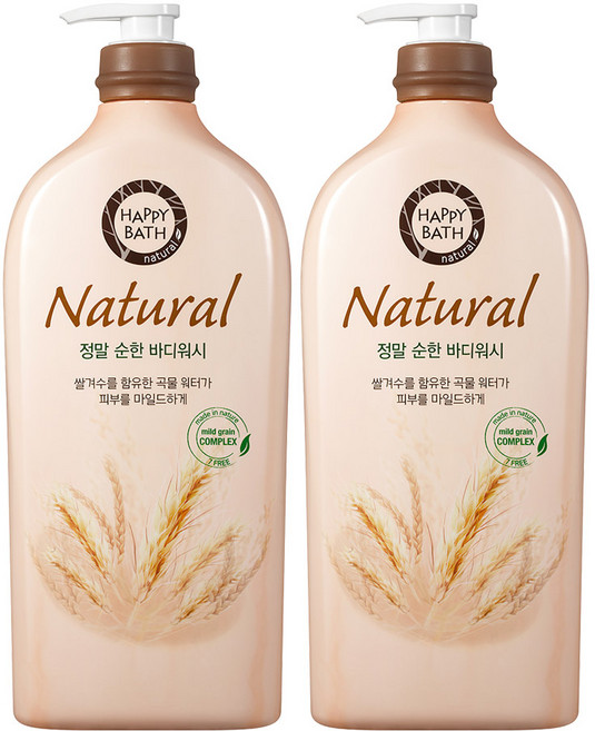 해피바스 내추럴 정말 순한 바디워시, 1.3kg, 2개