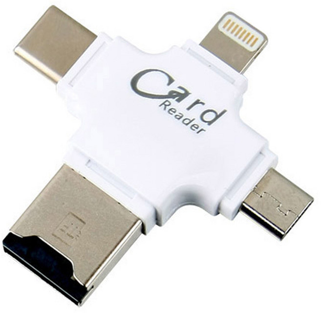 컴스 iOS ALL 스마트폰 카드리더기 4 in 1, IE427, 1개