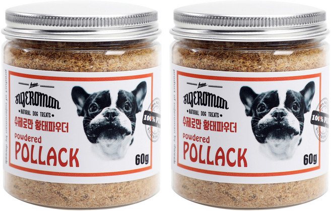 SUJEROMAN 반려동물 3개월이후 파우더 간식, 황태, 60g, 2개